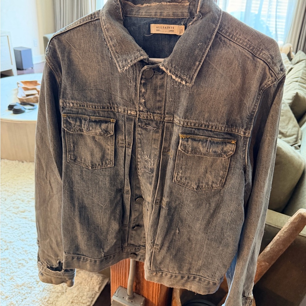All Saints Men's Charcoal Denim Jacket